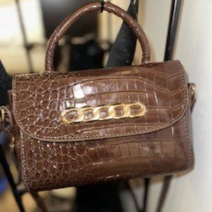 Small faux leather embossed crossbody